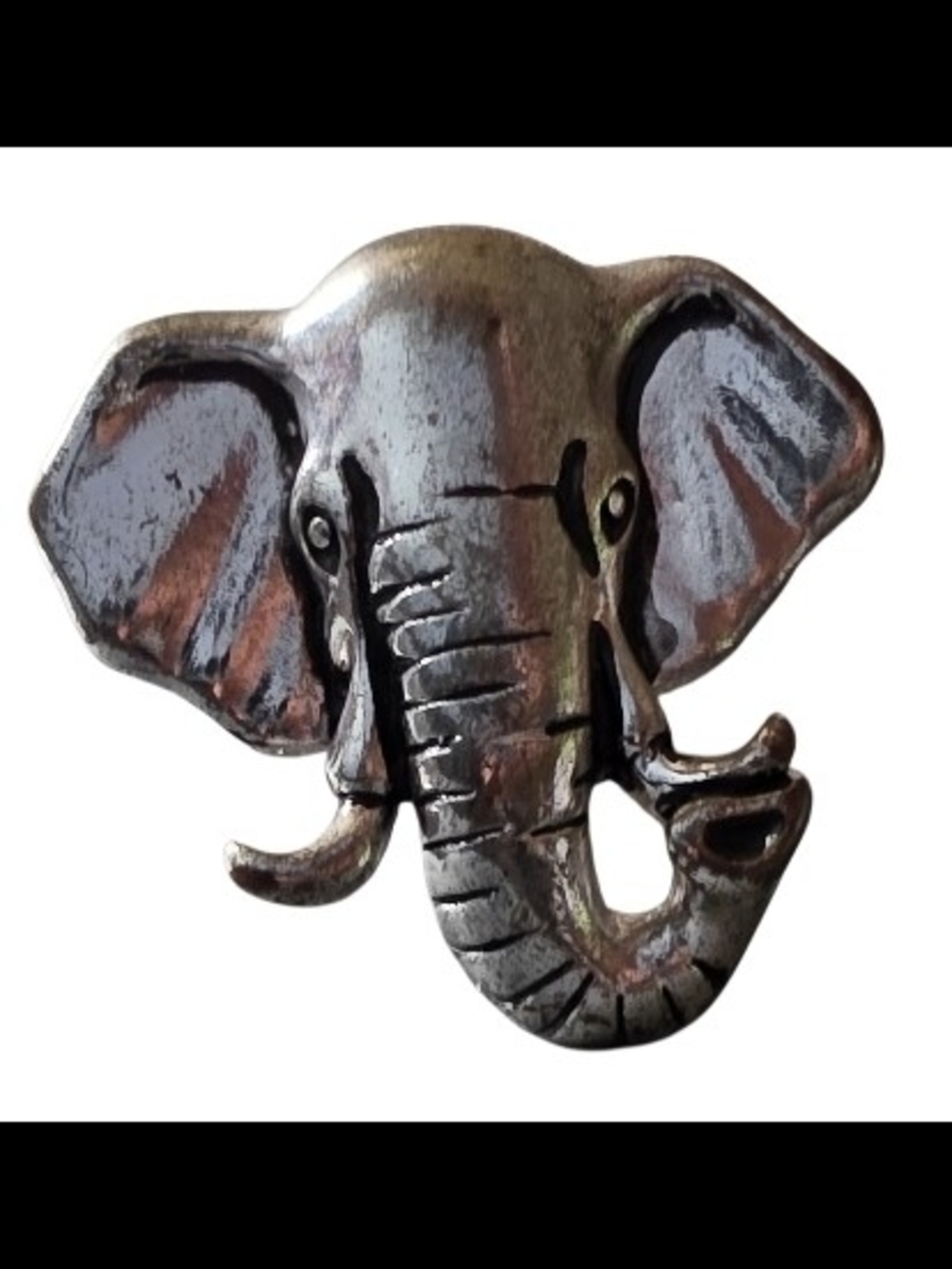 Elephant Head Stretch Ring in Silvertones Carved Details